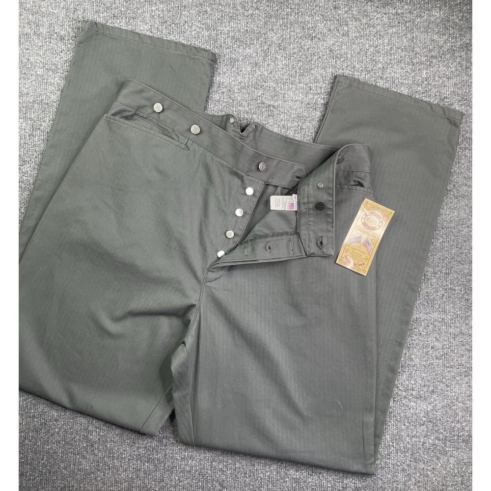 Wah Maker Frontier Clothing USA Made Olive Green‎ Herringbone Pants Mens 40x35